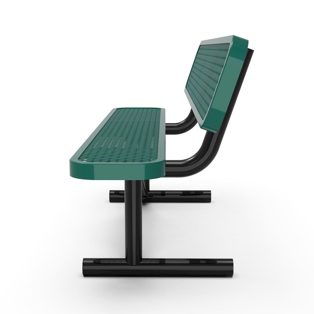 6' Commercial Grade Expanded Metal Bench with Backrest for up to 3 Adults, Green