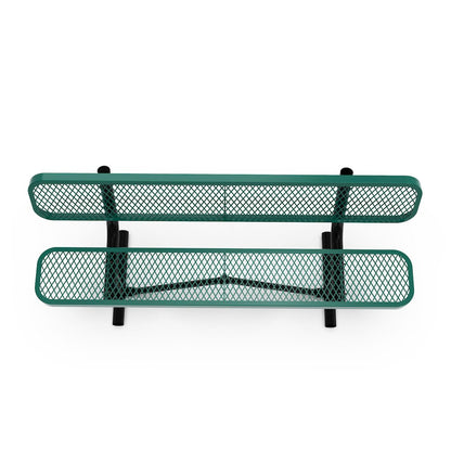 6' Commercial Grade Expanded Metal Bench with Backrest for up to 3 Adults, Green