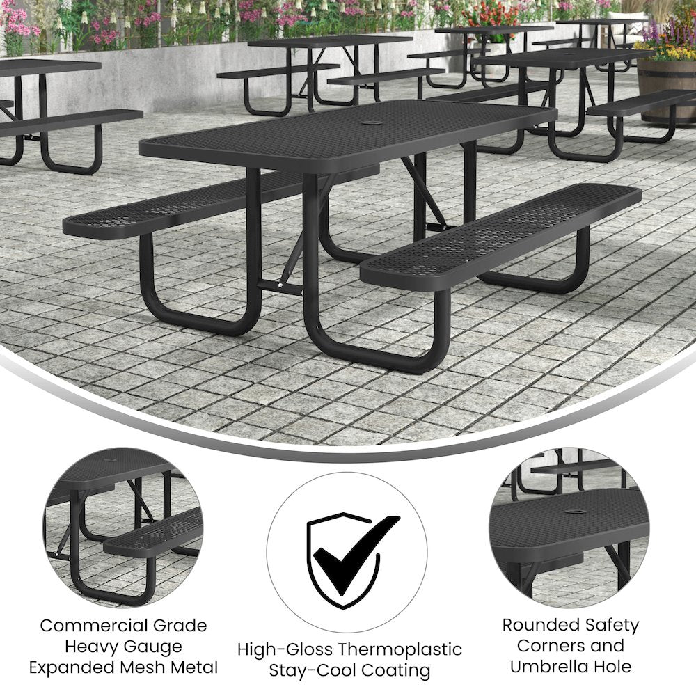 Mantilla 6' Rectangular Outdoor Picnic Table, Black