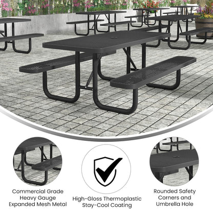 Mantilla 6' Rectangular Outdoor Picnic Table, Black