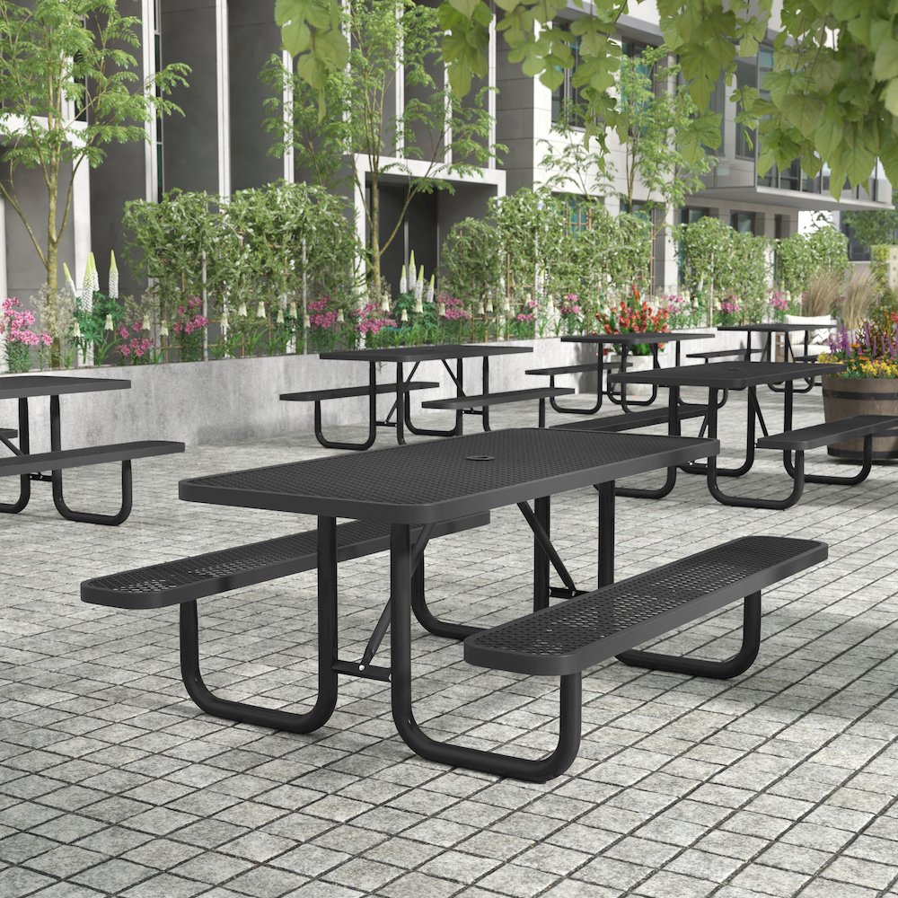 Mantilla 6' Rectangular Outdoor Picnic Table, Black