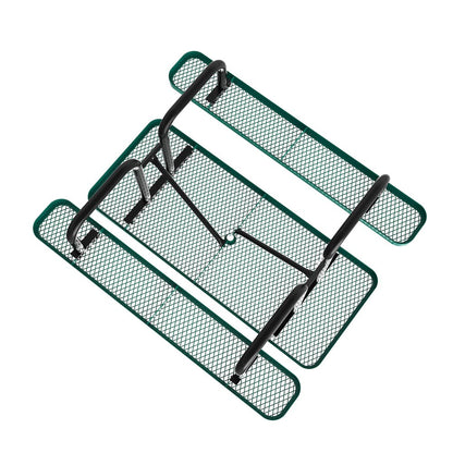 6' Rectangular Outdoor Picnic Table with Green Expanded Metal Mesh Top and Seats