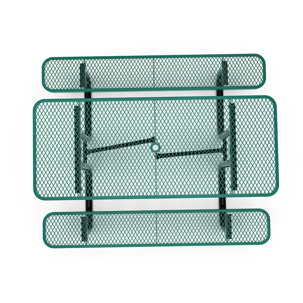 6' Rectangular Outdoor Picnic Table with Green Expanded Metal Mesh Top and Seats