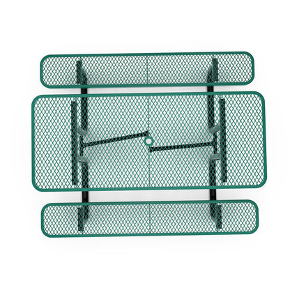 6' Rectangular Outdoor Picnic Table with Green Expanded Metal Mesh Top and Seats
