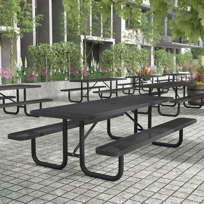 Mantilla 8' Rectangular Outdoor Picnic Table, Black