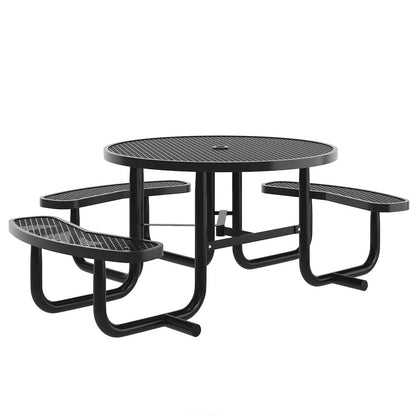 Creekside 46" Round Wheelchair Accessible Commercial Outdoor Picnic Table, Black