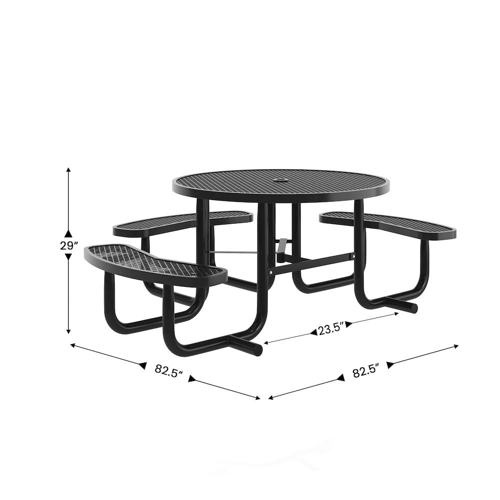 Creekside 46" Round Wheelchair Accessible Commercial Outdoor Picnic Table, Black