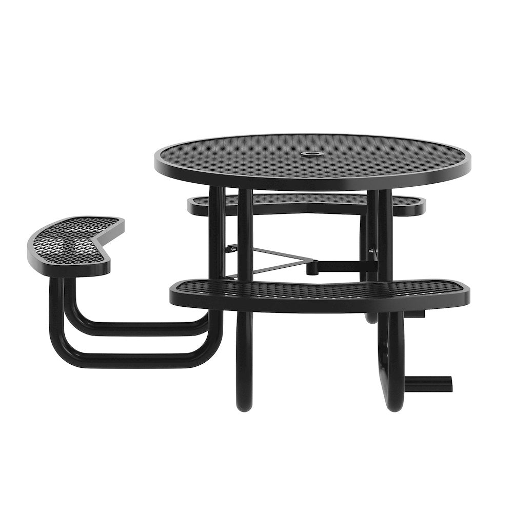 Creekside 46" Round Wheelchair Accessible Commercial Outdoor Picnic Table, Black
