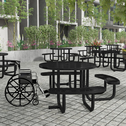 Creekside 46" Round Wheelchair Accessible Commercial Outdoor Picnic Table, Black