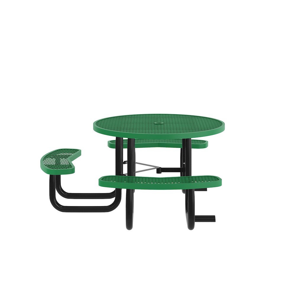 Creekside 46" Round Wheelchair Accessible Commercial Outdoor Picnic Table, Green