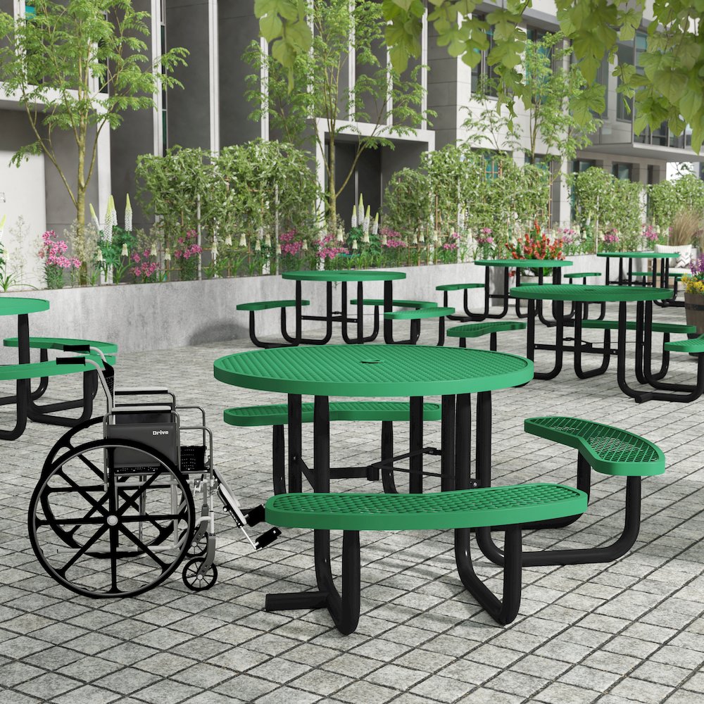 Creekside 46" Round Wheelchair Accessible Commercial Outdoor Picnic Table, Green