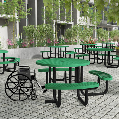 Creekside 46" Round Wheelchair Accessible Commercial Outdoor Picnic Table, Green