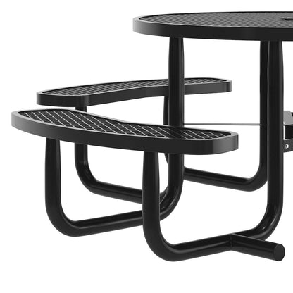 Creekside 46" Round Wheelchair Accessible Outdoor Picnic Table, Black