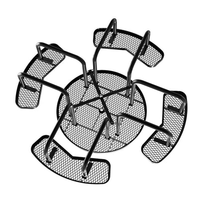 46" Round Outdoor Picnic Table, Commercial Heavy Gauge Expanded Metal Mesh Seats