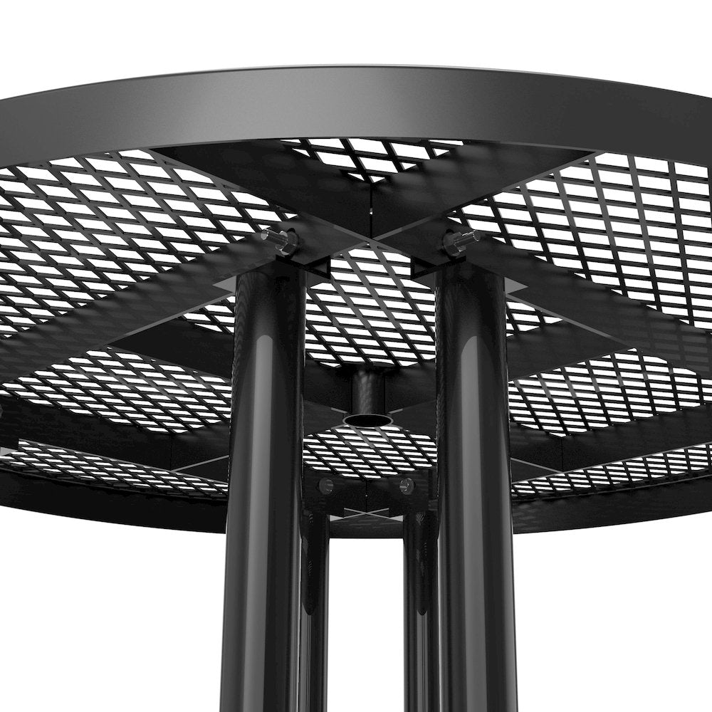 46" Round Outdoor Picnic Table, Commercial Heavy Gauge Expanded Metal Mesh Seats