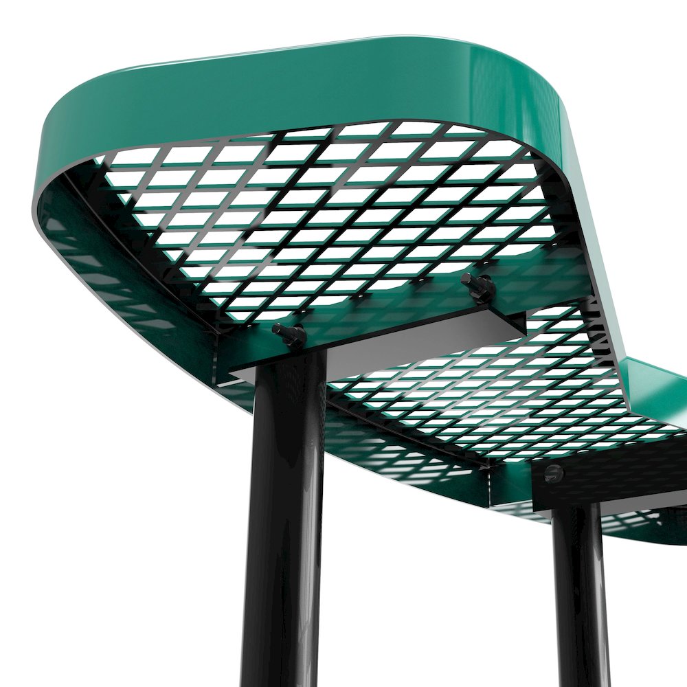 46" Round Outdoor Picnic Table with Green Expanded Metal Mesh Top and Seats