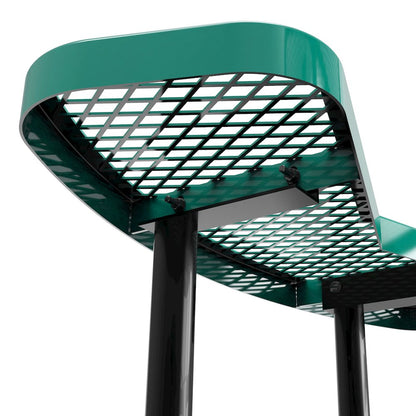 46" Round Outdoor Picnic Table with Green Expanded Metal Mesh Top and Seats