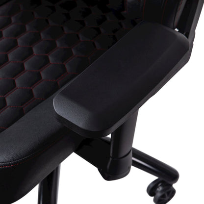 High Back Gaming Chair with 4D Armrests, Black with Red Stitching