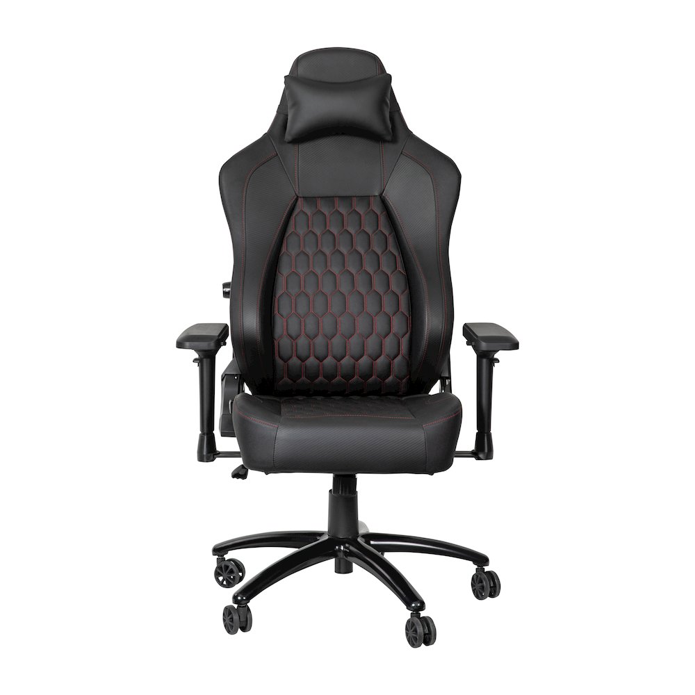 High Back Gaming Chair with 4D Armrests, Black with Red Stitching