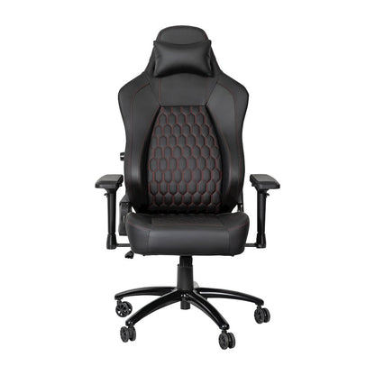High Back Gaming Chair with 4D Armrests, Black with Red Stitching