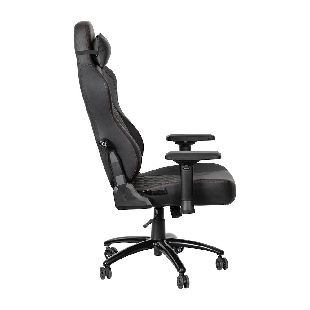High Back Gaming Chair with 4D Armrests, Black with Red Stitching