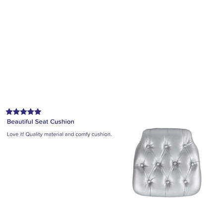 Hard Silver Tufted Vinyl Chiavari Chair Cushion