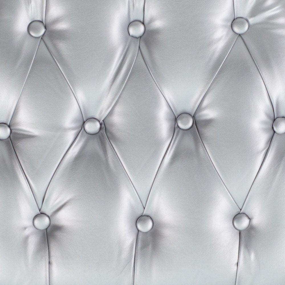 Hard Silver Tufted Vinyl Chiavari Chair Cushion