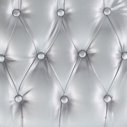 Hard Silver Tufted Vinyl Chiavari Chair Cushion
