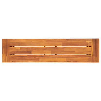 Solid Acacia Wood Bench for 2 with Slatted Top in a Natural Finish