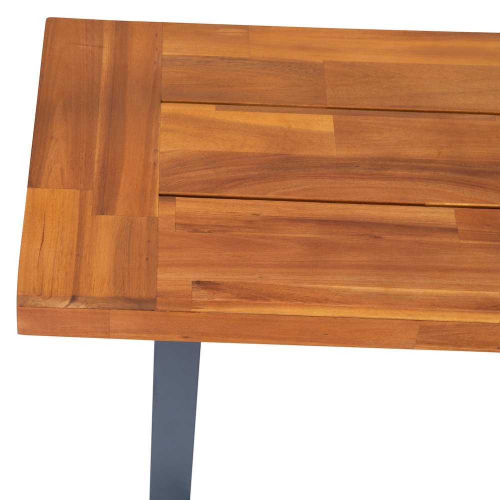 Solid Acacia Wood Bench for 2 with Slatted Top in a Natural Finish