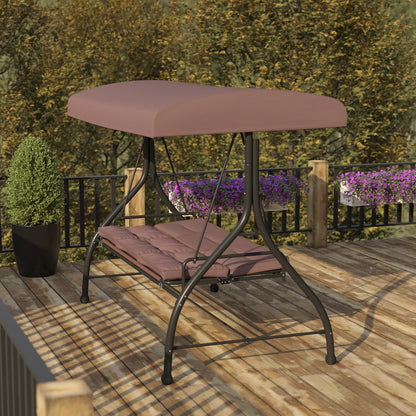 3-Seat Steel Converting Patio Swing Canopy Hammock with Cushions (Brown)