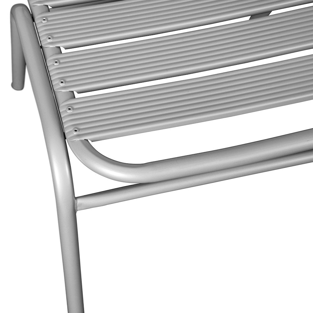 Silver Metal Indoor-Outdoor Restaurant Stack Chair with Metal Triple Slat Back