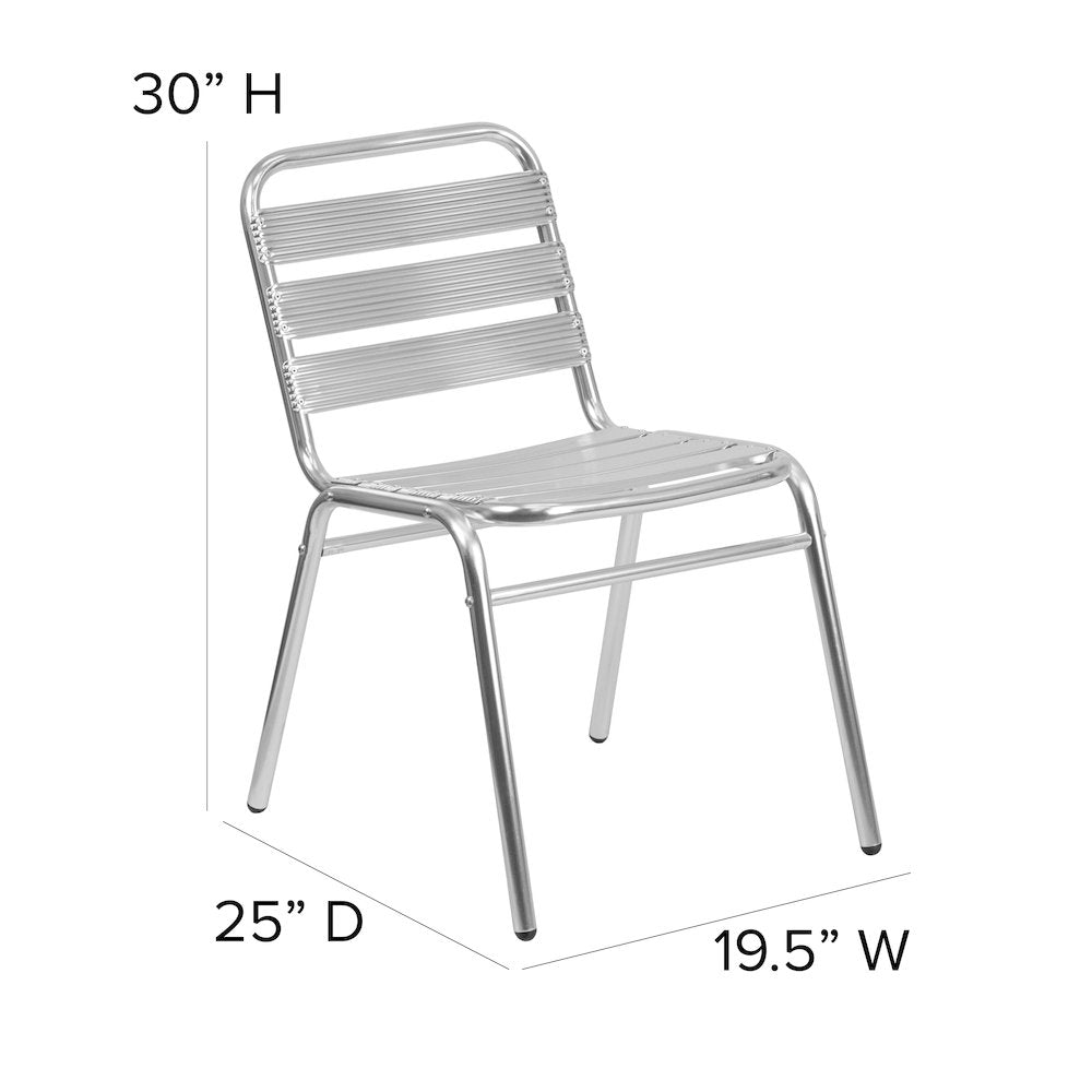 Aluminum Indoor-Outdoor Restaurant Stack Chair with Triple Slat Back