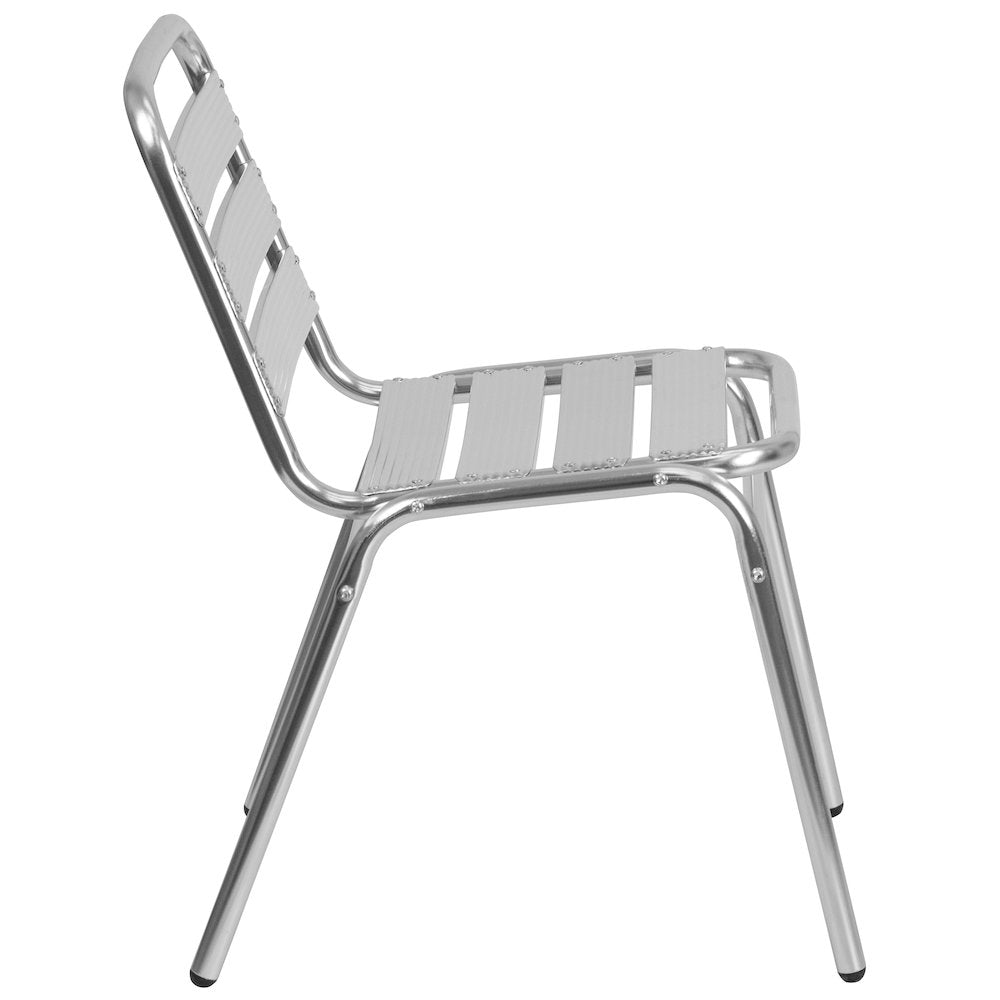 Aluminum Indoor-Outdoor Restaurant Stack Chair with Triple Slat Back