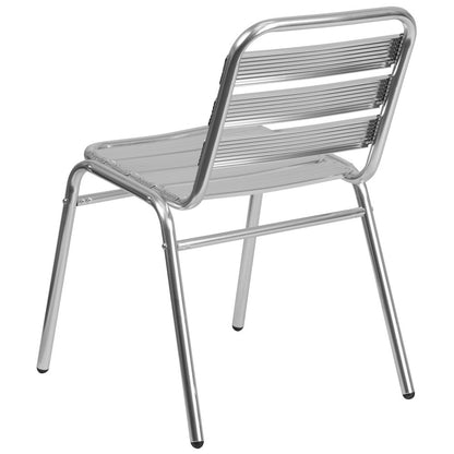 Aluminum Indoor-Outdoor Restaurant Stack Chair with Triple Slat Back