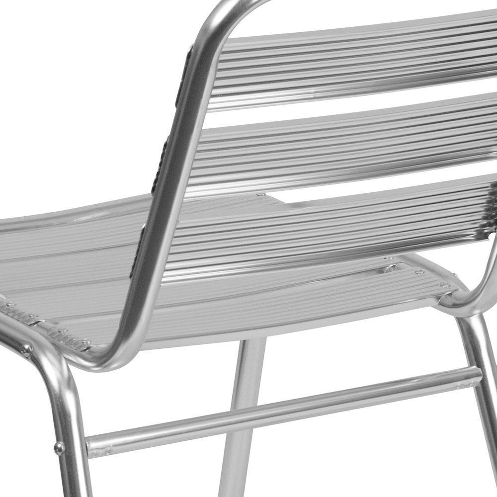 Aluminum Indoor-Outdoor Restaurant Stack Chair with Triple Slat Back