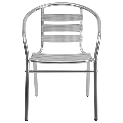 Aluminum Indoor-Outdoor Restaurant Stack Chair with Triple Slat Back and Arms