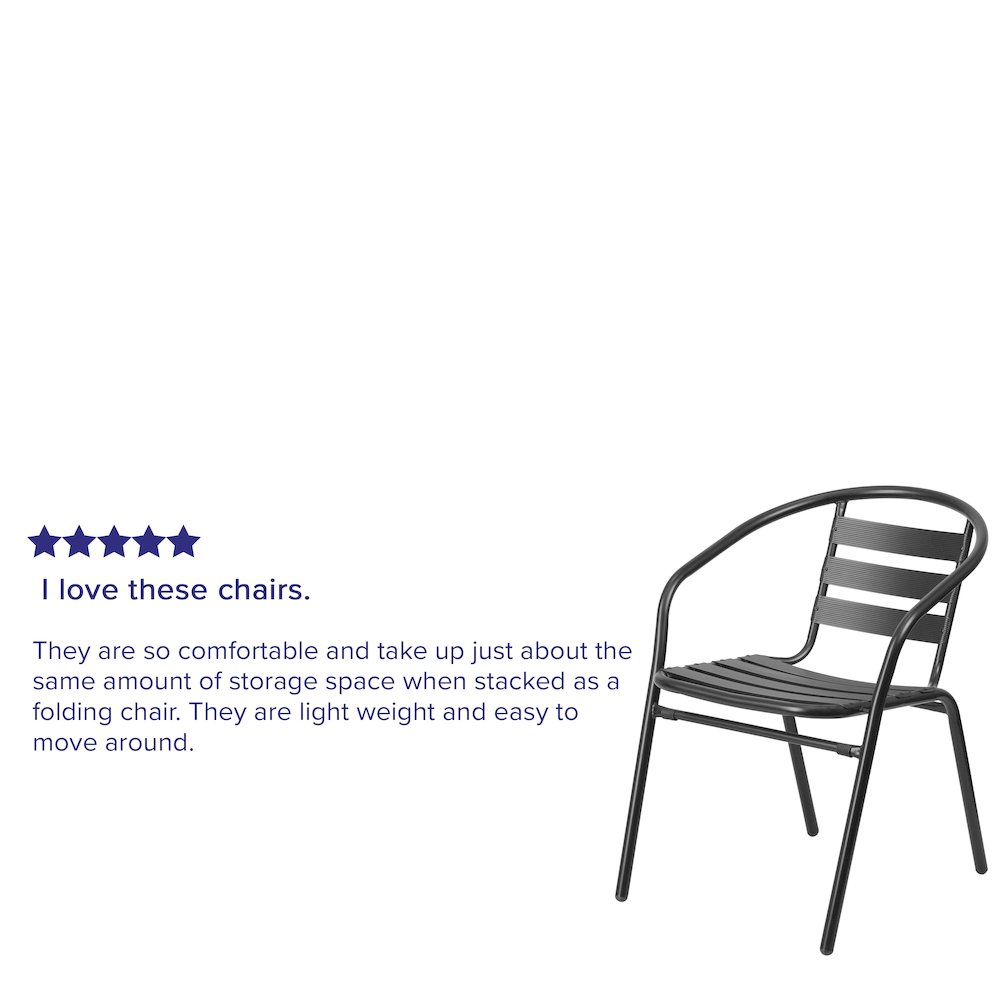 Black Metal Restaurant Stack Chair with Aluminum Slats