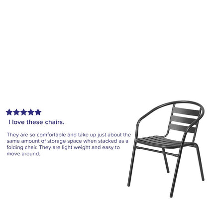 Black Metal Restaurant Stack Chair with Aluminum Slats