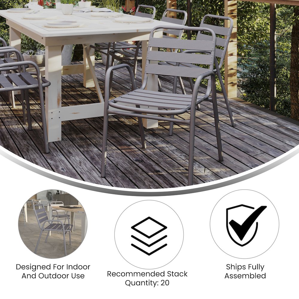 Contemporary Patio Chair with Arms for Indoor and Outdoor Use