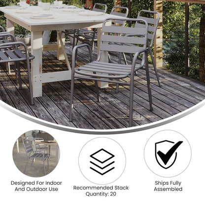Contemporary Patio Chair with Arms for Indoor and Outdoor Use