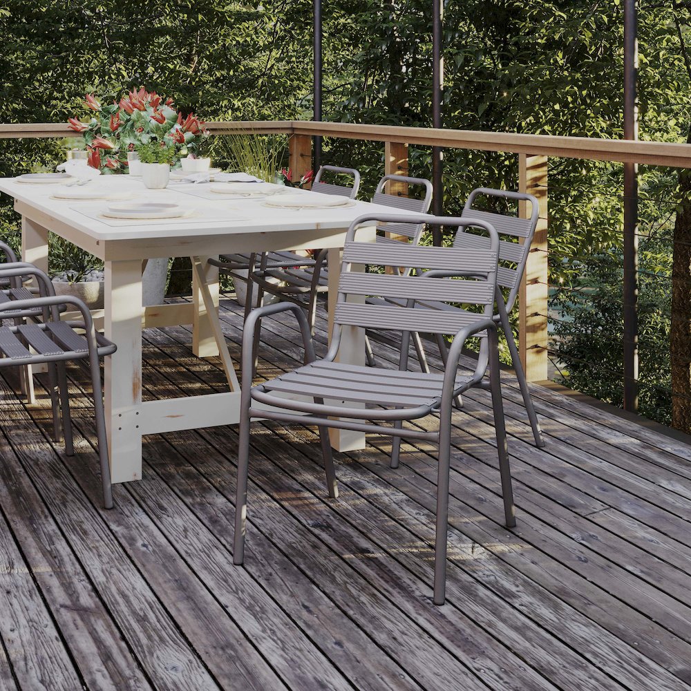 Contemporary Patio Chair with Arms for Indoor and Outdoor Use