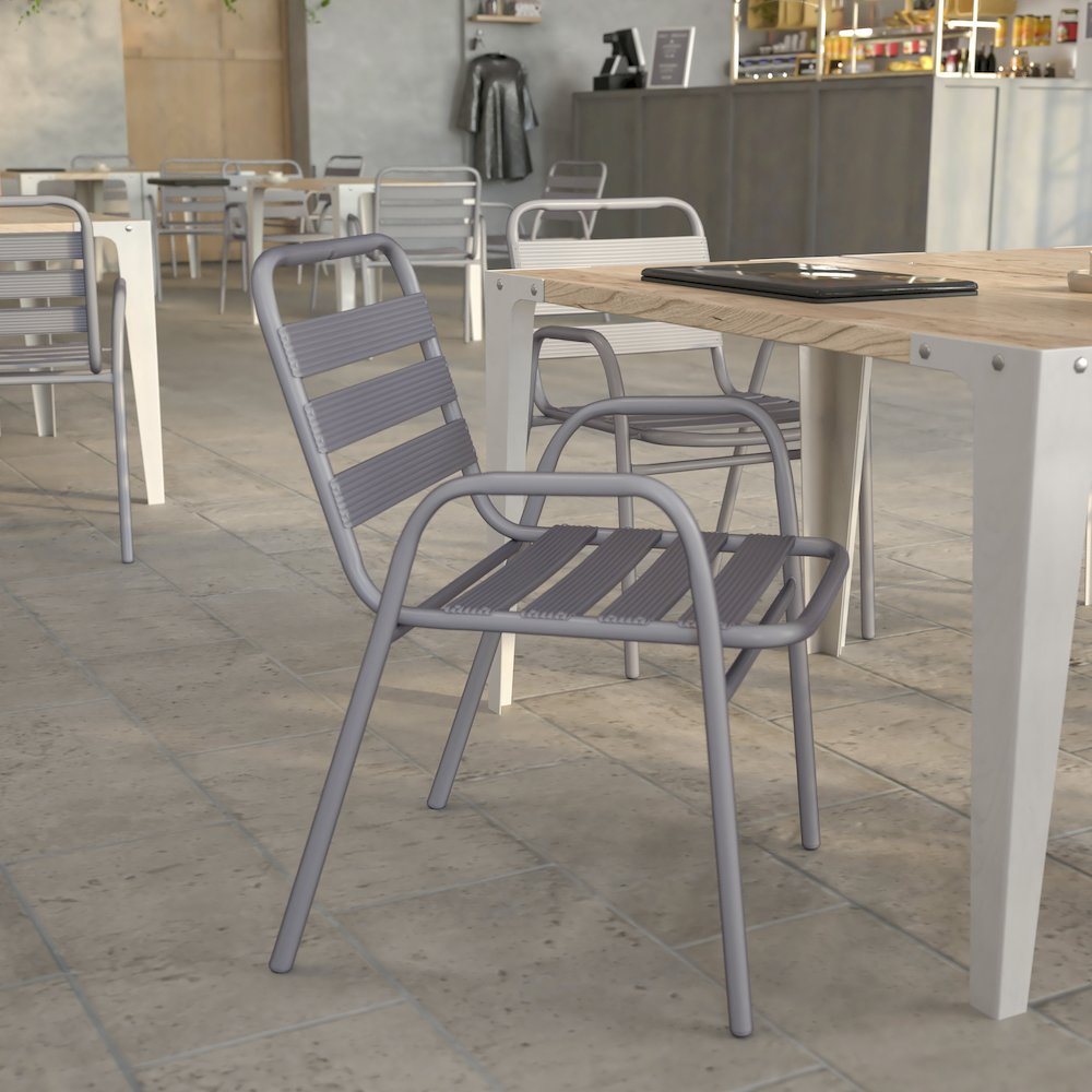 Contemporary Patio Chair with Arms for Indoor and Outdoor Use