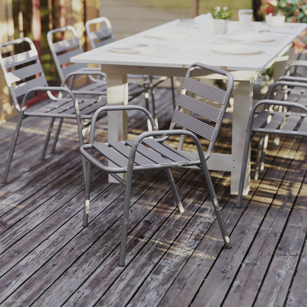 Contemporary Patio Chair with Arms for Indoor and Outdoor Use