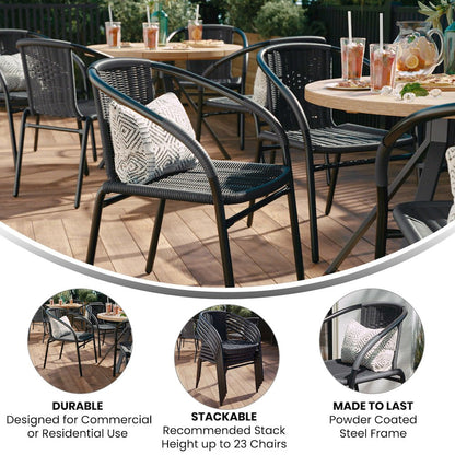 2 Pack Gray Rattan Indoor-Outdoor Restaurant Stack Chair