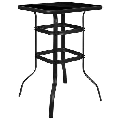 Dining Set - 4-Person Bistro Set - Brazos Glass Bar Table with Navy Patio Stools