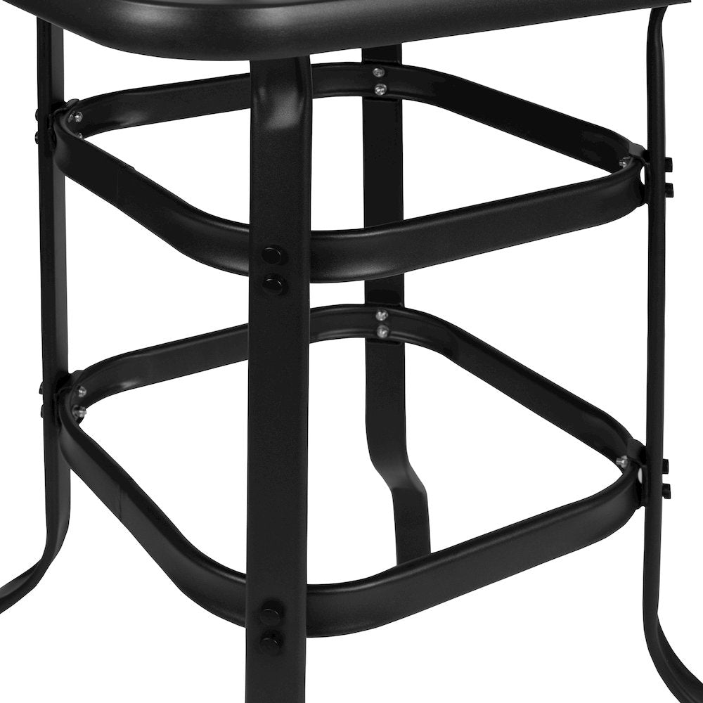 Dining Set - 2-Person Bistro Set - Brazos Glass Bar Table with Gray Patio Stools