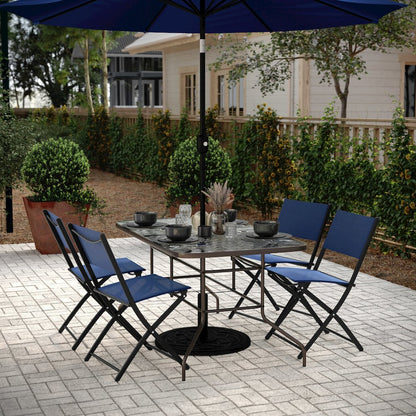 31.5" x 55" Bronze Rectangular Tempered Glass Metal Table with Umbrella Hole
