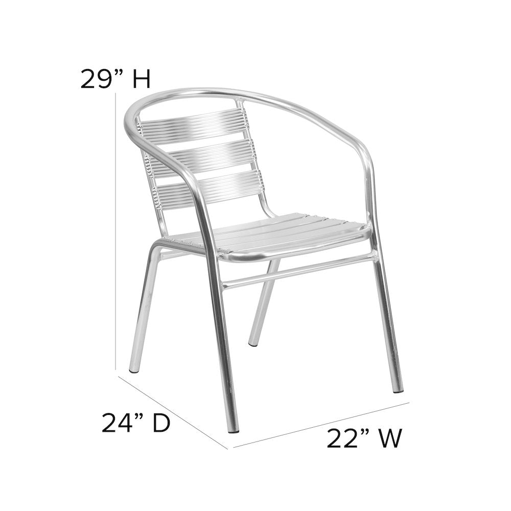 Heavy Duty Aluminum Indoor-Outdoor Restaurant Stack Chair with Triple Slat Back