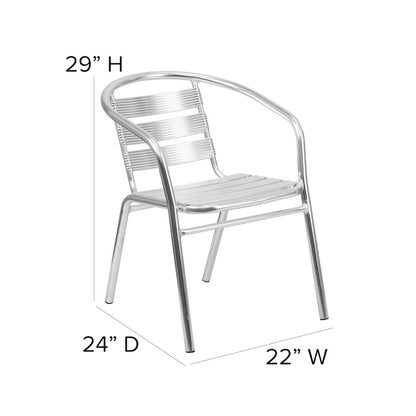 Heavy Duty Aluminum Indoor-Outdoor Restaurant Stack Chair with Triple Slat Back